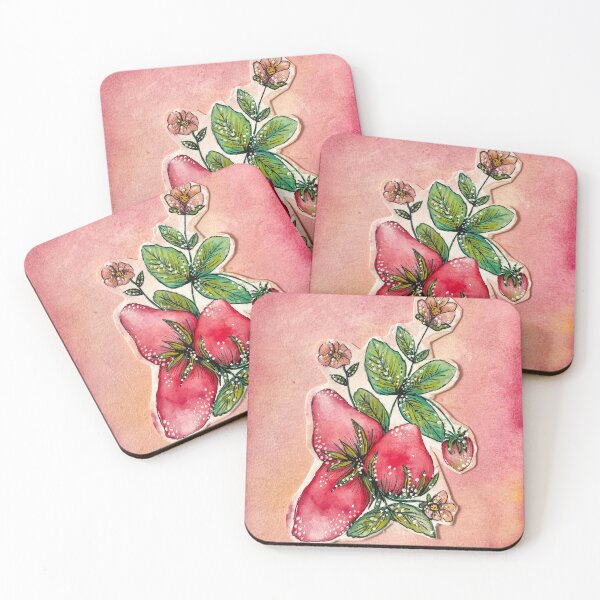 Item preview, Pretty pink strawberry watercolour painting designed and sold by velvetch3rry.