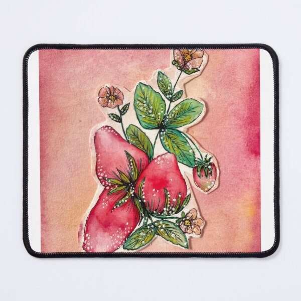 Item preview, Pretty pink strawberry watercolour painting designed and sold by velvetch3rry.