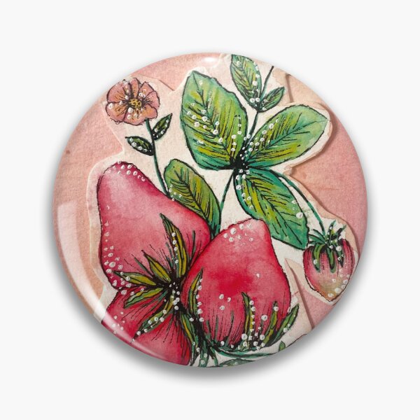 Item preview, Pretty pink strawberry watercolour painting designed and sold by velvetch3rry.