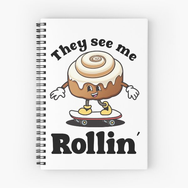 Item preview, They see me rollin' | Cinnamon Roll Skateboarding Retro Cartoon designed and sold by TheOlliePopShop.