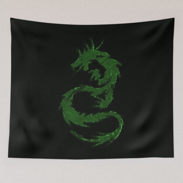Item preview, Lime Green Dragon Abstract Tattoo Style Black Background Distorted designed and sold by kattakitty.
