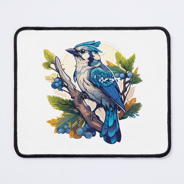 Item preview, Blue Jay Perched on a Branch with Juniper Berries designed and sold by Vector-nook.