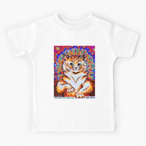 CAT PLAYING A PIANO : Vintage Psychedelic Abstract Louis Wain Print Kids  T-Shirt for Sale by posterbobs