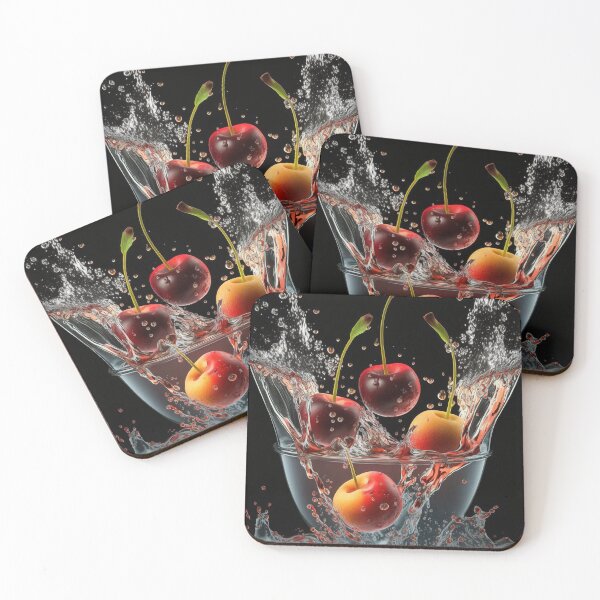 Item preview, Three cherries splashing into a bowl of water printart 1 designed and sold by jetaiart.