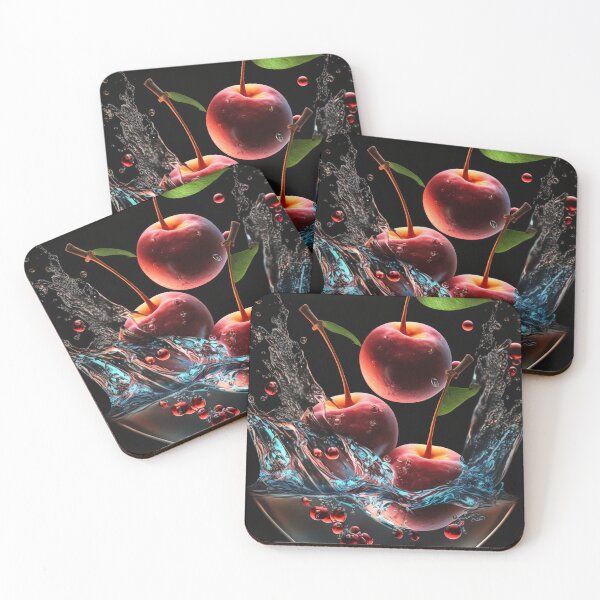 Item preview, Cherries splashing into a bowl of water printart 2 designed and sold by jetaiart.