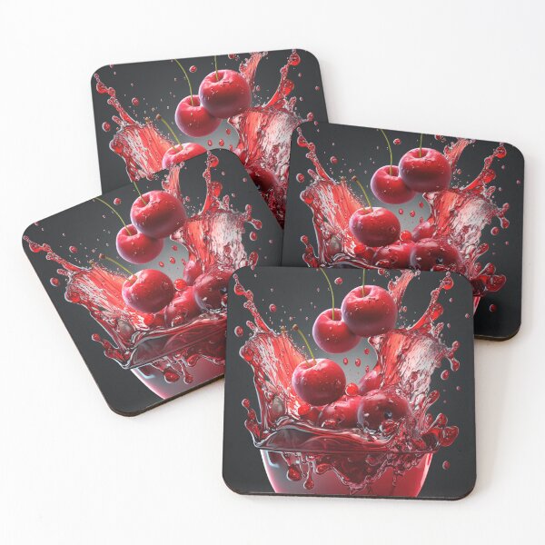 Item preview, Cherries splashing into a bowl of water printart 5 designed and sold by jetaiart.