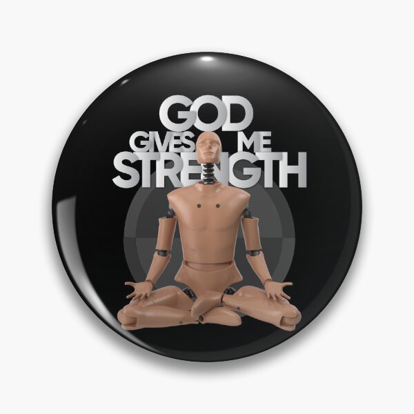 Item preview, God Gives Me Strength from Crash Test Dummy Yellow Brown Crash Test Man Sitting With Praying Position With Crash Sign As Background designed and sold by activlifewear.