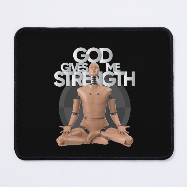 Item preview, God Gives Me Strength from Crash Test Dummy Yellow Brown Crash Test Man Sitting With Praying Position With Crash Sign As Background designed and sold by activlifewear.