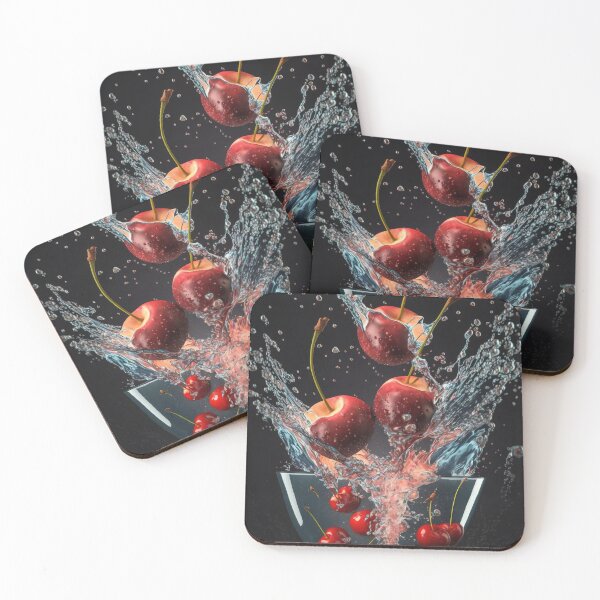 Item preview, Cherries splashing into a bowl of water printart 6 designed and sold by jetaiart.