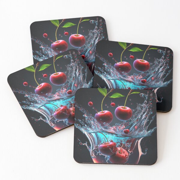 Item preview, Cherries splashing into a bowl of water printart 7 designed and sold by jetaiart.
