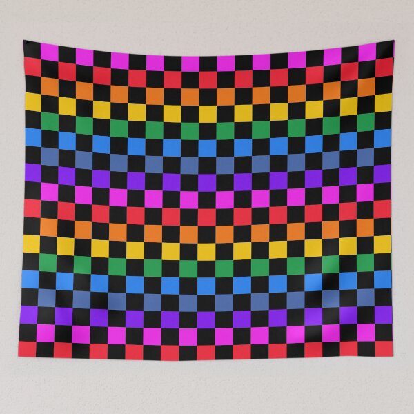 Item preview, Rainbow and black checkerboard designed and sold by LittleBettyMakes.