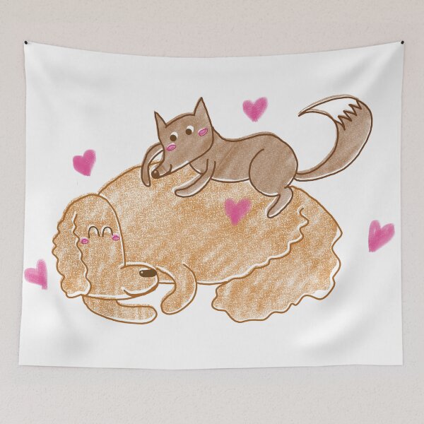 Item preview, Cute Drawing Love Friends Fox and Dog Friendship Hearts designed and sold by pink-clara.