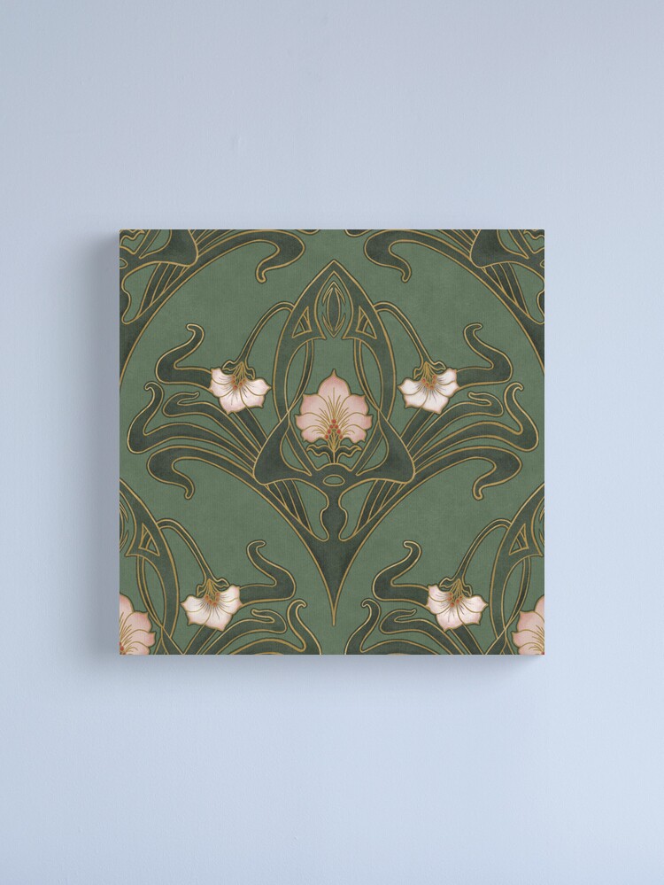 Green Art Nouveau Wallpaper Canvas Print for Sale by GildedMagnolia