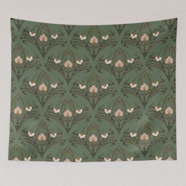 Item preview, Green Art Nouveau Wallpaper designed and sold by GildedMagnolia.