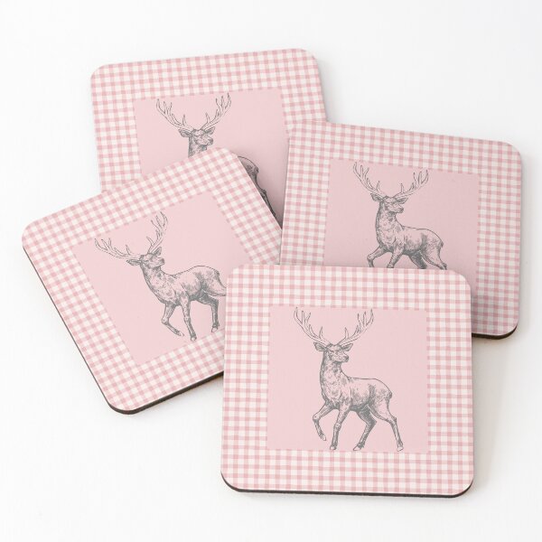 Item preview, pink plaid deer rustic homestead style  designed and sold by aquinavortex.