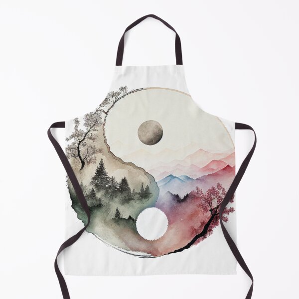 Item preview, Yin Yang Watercolor Spiritual Artwork, Landscape YinYang Painting designed and sold by SharpDream.