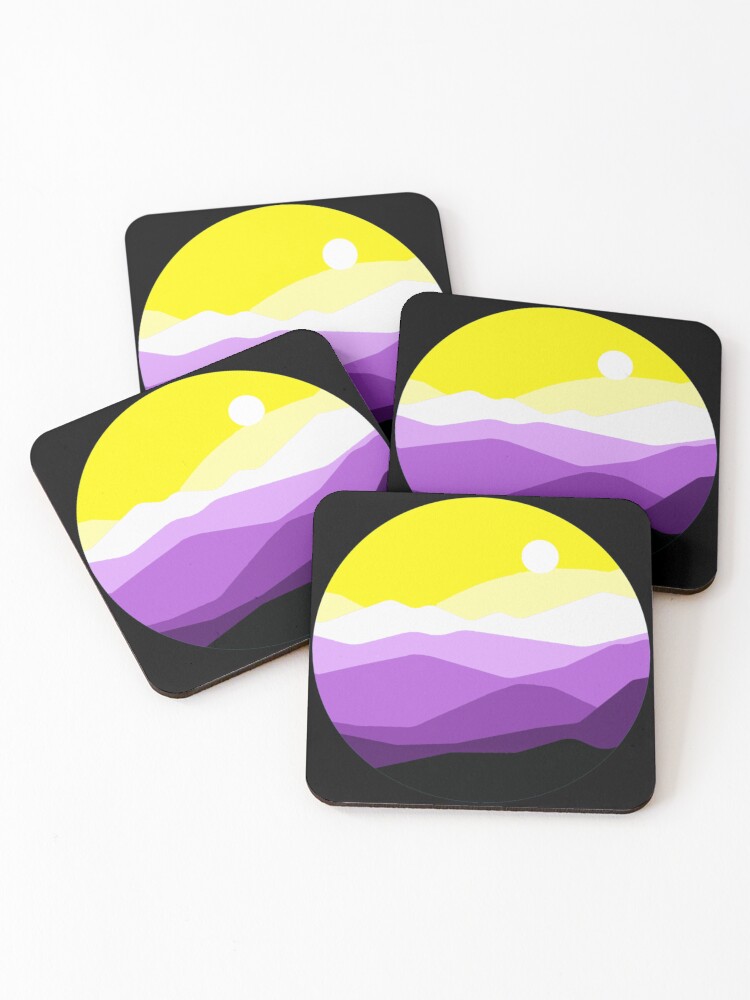 Thumbnail 1 of 5, Coasters (Set of 4), Subtle Nonbinary Pride Flag Landscape designed and sold by everything4eva.