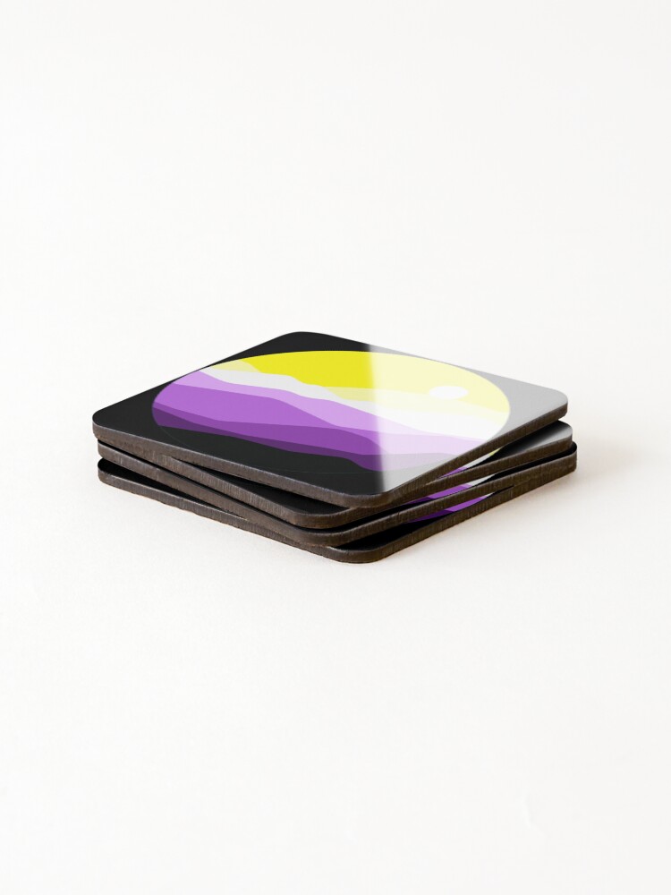 Thumbnail 4 of 5, Coasters (Set of 4), Subtle Nonbinary Pride Flag Landscape designed and sold by everything4eva.
