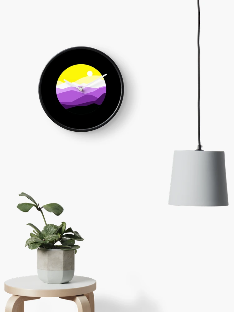 Thumbnail 2 of 4, Clock, Subtle Nonbinary Pride Flag Landscape designed and sold by everything4eva.