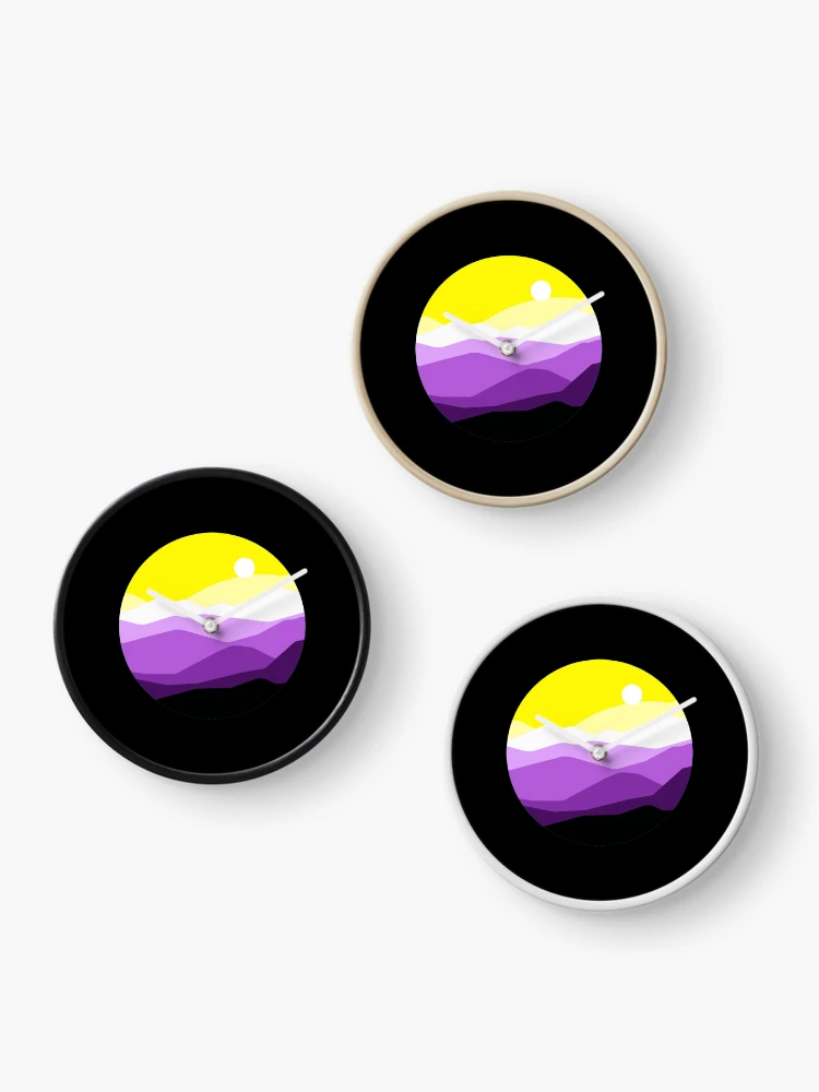 Thumbnail 3 of 4, Clock, Subtle Nonbinary Pride Flag Landscape designed and sold by everything4eva.