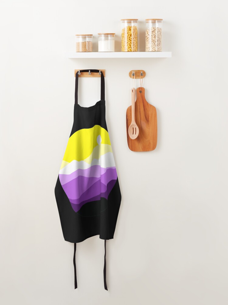 Thumbnail 4 of 6, Apron, Subtle Nonbinary Pride Flag Landscape designed and sold by everything4eva.