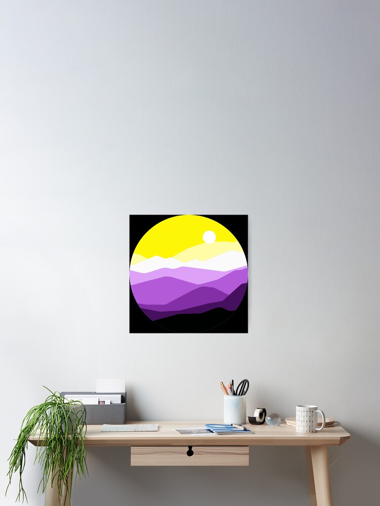 Thumbnail 2 of 3, Poster, Subtle Nonbinary Pride Flag Landscape designed and sold by everything4eva.