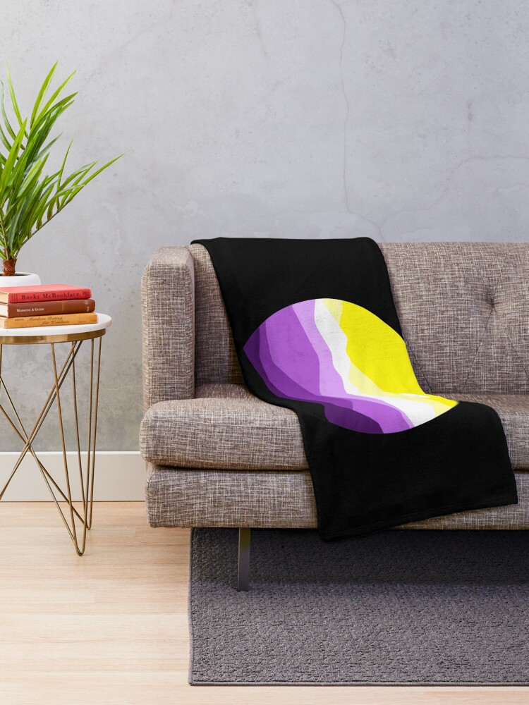 Thumbnail 2 of 6, Throw Blanket, Subtle Nonbinary Pride Flag Landscape designed and sold by everything4eva.