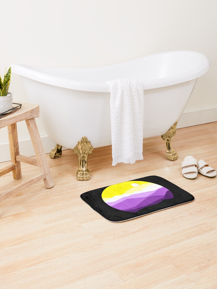 Thumbnail 2 of 6, Bath Mat, Subtle Nonbinary Pride Flag Landscape designed and sold by everything4eva.