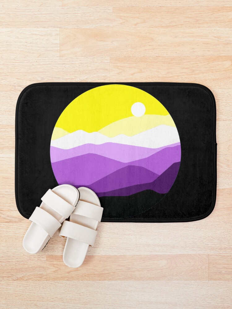 Thumbnail 1 of 6, Bath Mat, Subtle Nonbinary Pride Flag Landscape designed and sold by everything4eva.