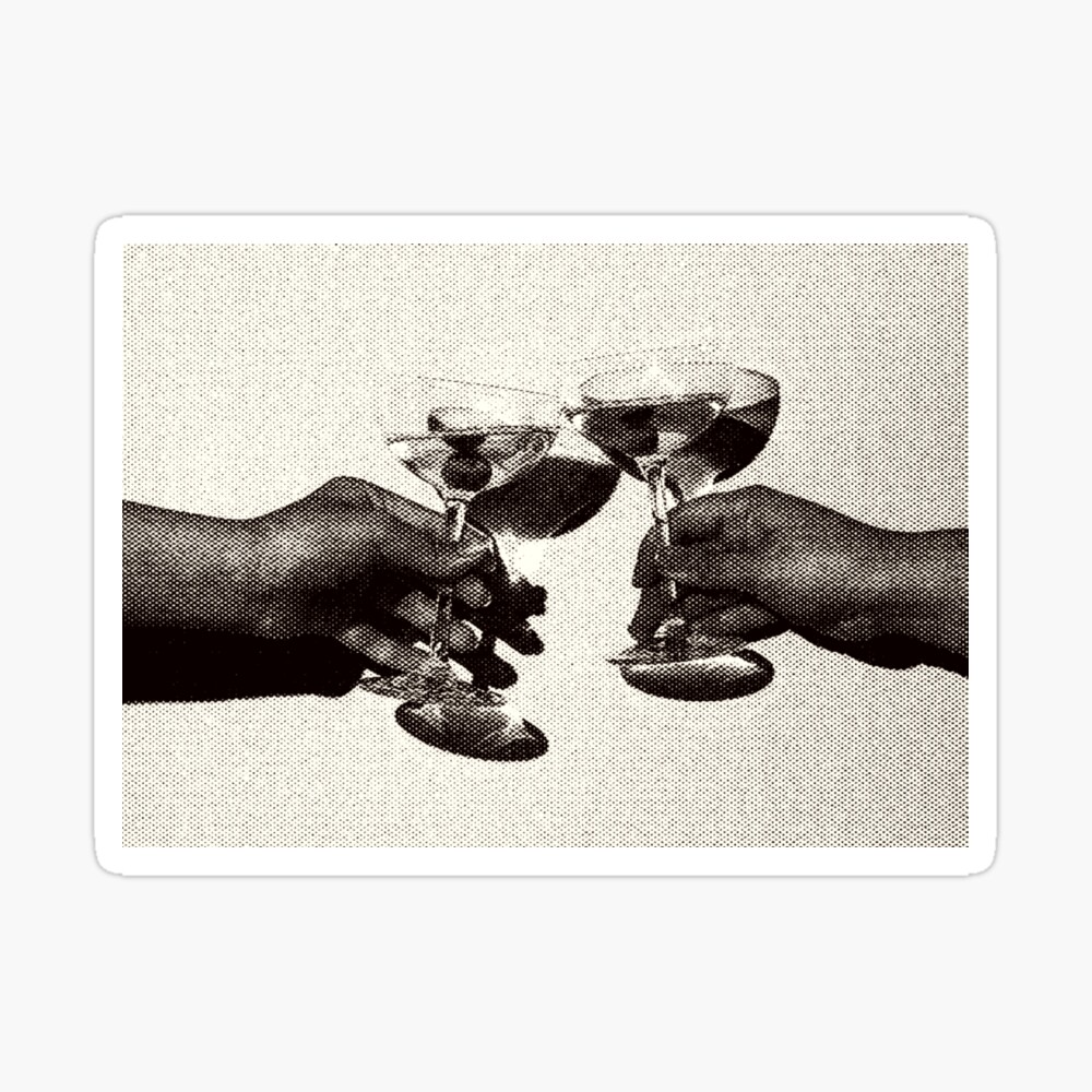 Martini Glasses Vintage News Print Poster