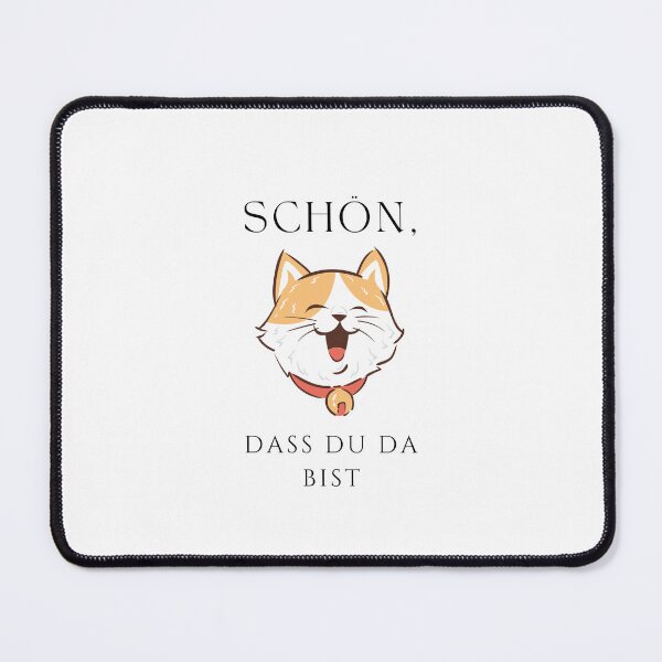 Item preview, "Schön, dass du da bist" - "Nice to Have You Here" with a cute cat on a white background designed and sold by RM-Journey.