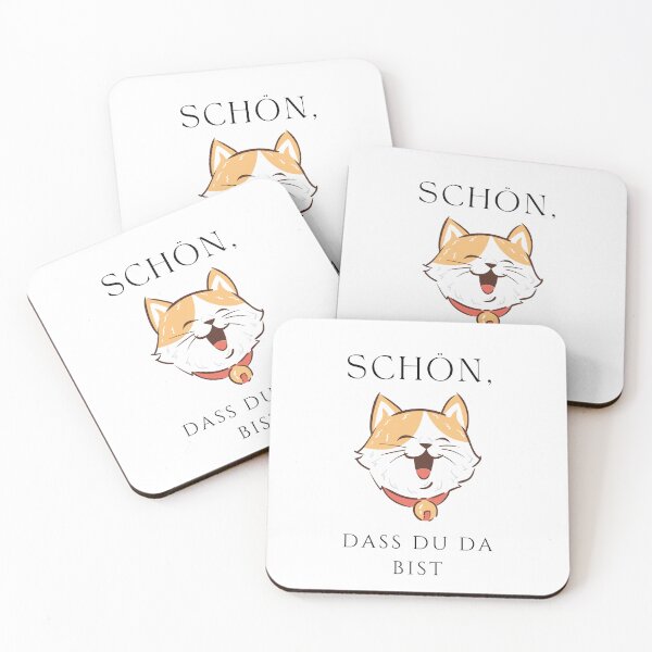 Item preview, "Schön, dass du da bist" - "Nice to Have You Here" with a cute cat on a white background designed and sold by RM-Journey.