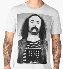 David Crosby Mug Shot Vertical Painting Black And White Men's Premium T-Shirt