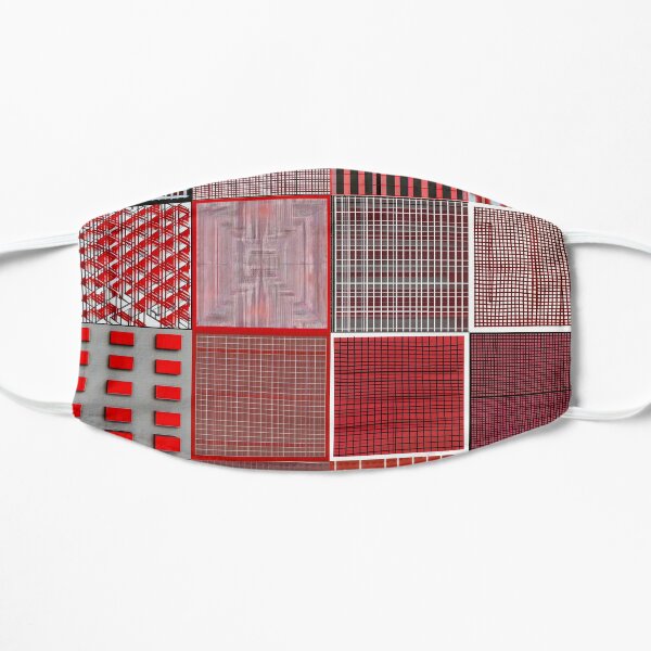 Grid of nested red squares Flat Mask