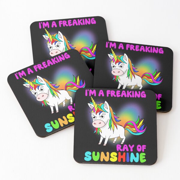 Item preview, I'm A Freaking Ray Of Sunshine -  Cute Angry Unicorn designed and sold by Georgy09.