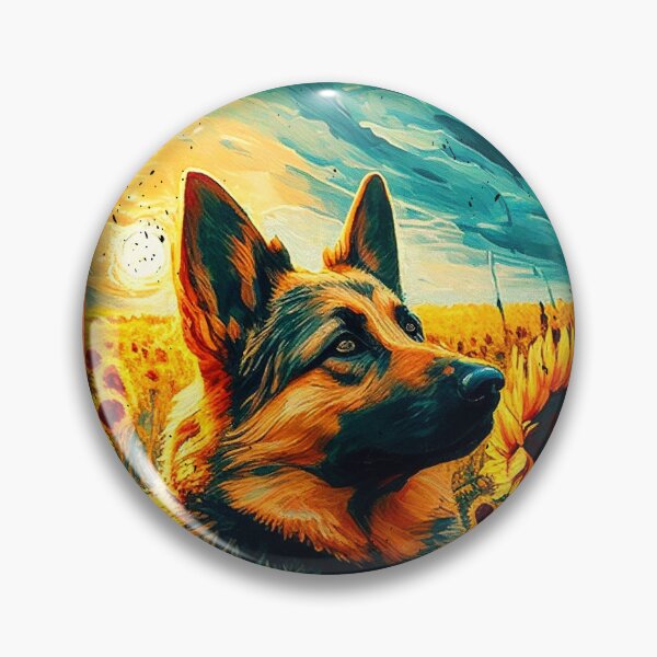 Artikelvorschau, German Shepherd Sunflower Painting Adorable Dog entworfen und verkauft von rafaeltto.