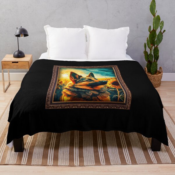 Artikelvorschau, German Shepherd Sunflower Painting Adorable Dog entworfen und verkauft von rafaeltto.