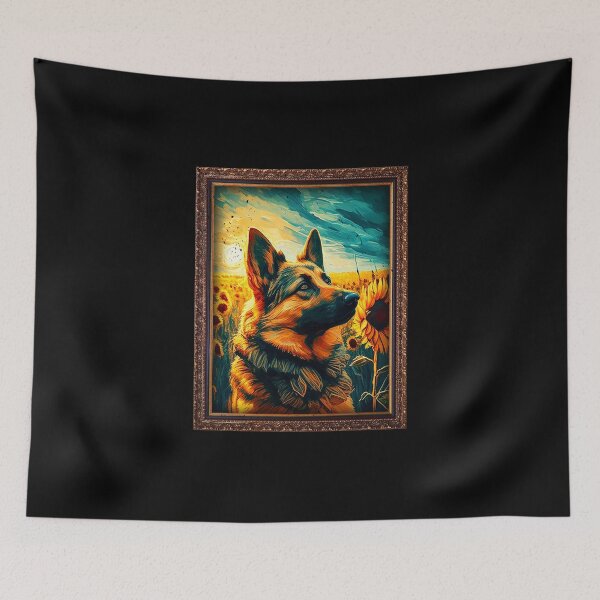 Artikelvorschau, German Shepherd Sunflower Painting Adorable Dog entworfen und verkauft von rafaeltto.