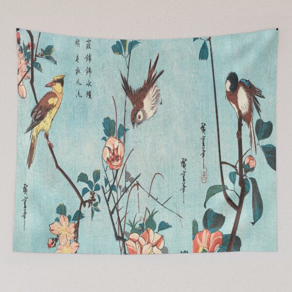 Item preview, Japanese birds and flowers vintage woodblock prints by Utagawa Hiroshige designed and sold by Tamas Das.