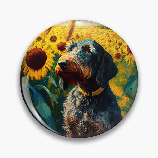 Item preview, German Wirehaired Pointer Sunflower Painting Adorable Dog designed and sold by rafaeltto.