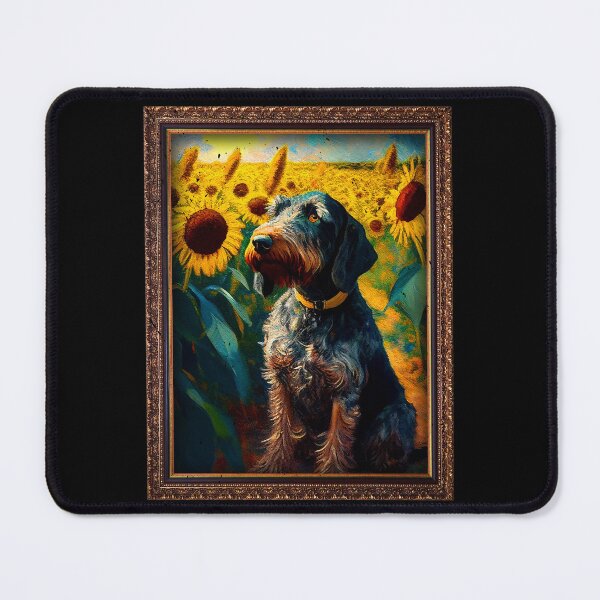 Item preview, German Wirehaired Pointer Sunflower Painting Adorable Dog designed and sold by rafaeltto.