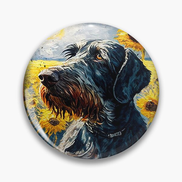 Item preview, German Wirehaired Pointer Sunflower Painting Adorable Dog designed and sold by rafaeltto.