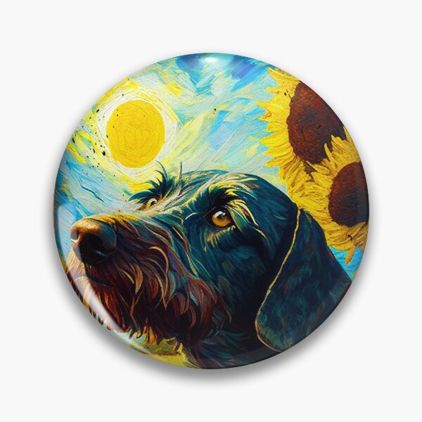 Item preview, German Wirehaired Pointer Sunflower Painting Adorable Dog designed and sold by rafaeltto.