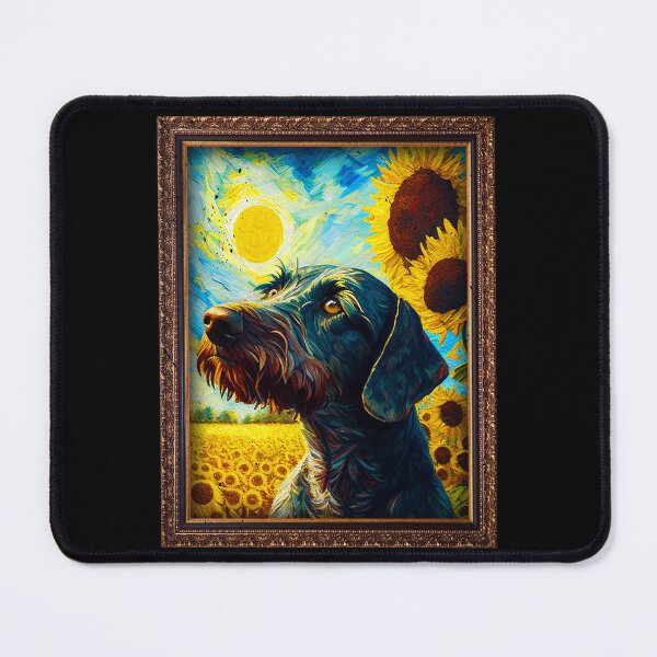 Item preview, German Wirehaired Pointer Sunflower Painting Adorable Dog designed and sold by rafaeltto.