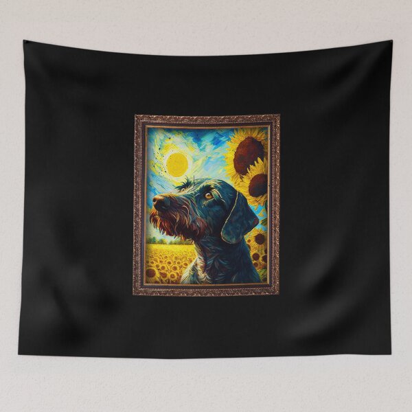 Item preview, German Wirehaired Pointer Sunflower Painting Adorable Dog designed and sold by rafaeltto.