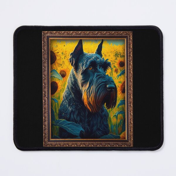 Artikelvorschau, Giant Schnauzer Sunflower Painting Adorable Dog entworfen und verkauft von rafaeltto.
