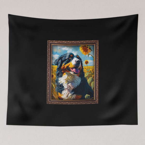 Item preview, Golden Mountain Sunflower Painting Adorable Dog designed and sold by rafaeltto.