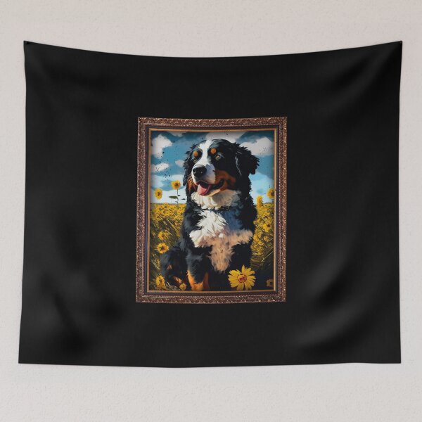 Item preview, Golden Mountain Sunflower Painting Adorable Dog designed and sold by rafaeltto.
