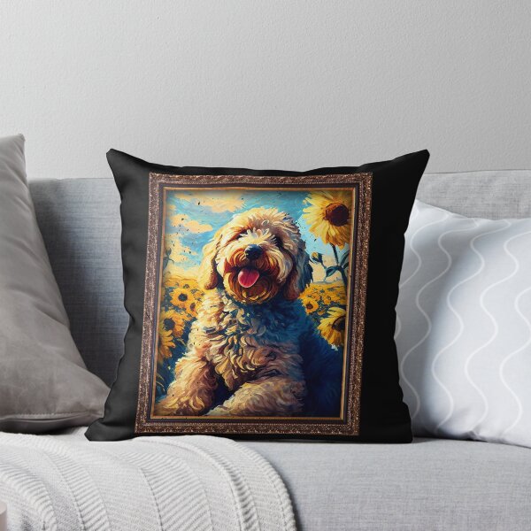 Artikelvorschau, Goldendoodle Sunflower Painting Adorable Dog entworfen und verkauft von rafaeltto.