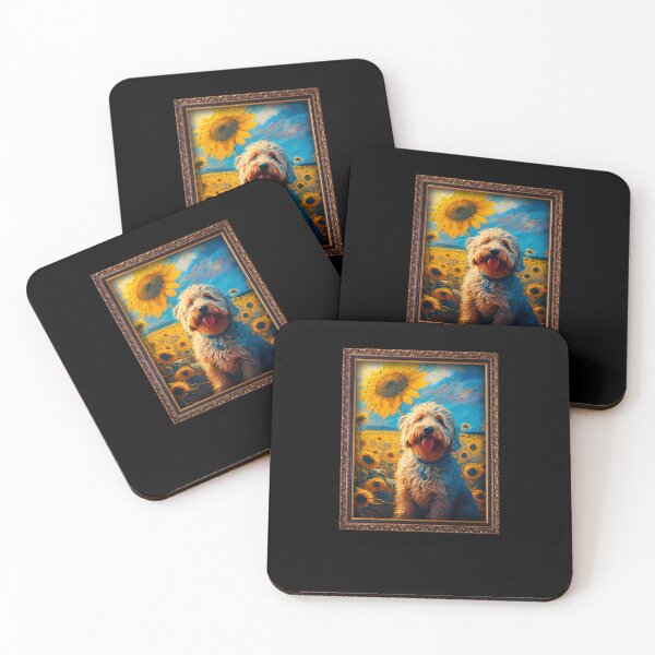Artikelvorschau, Goldendoodle Sunflower Painting Adorable Dog entworfen und verkauft von rafaeltto.